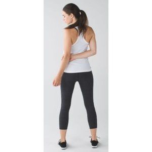 Lululemon Wunder Under Crop Roll Down Leggings‎ Heathered Black Gray Sz 4 Cotton